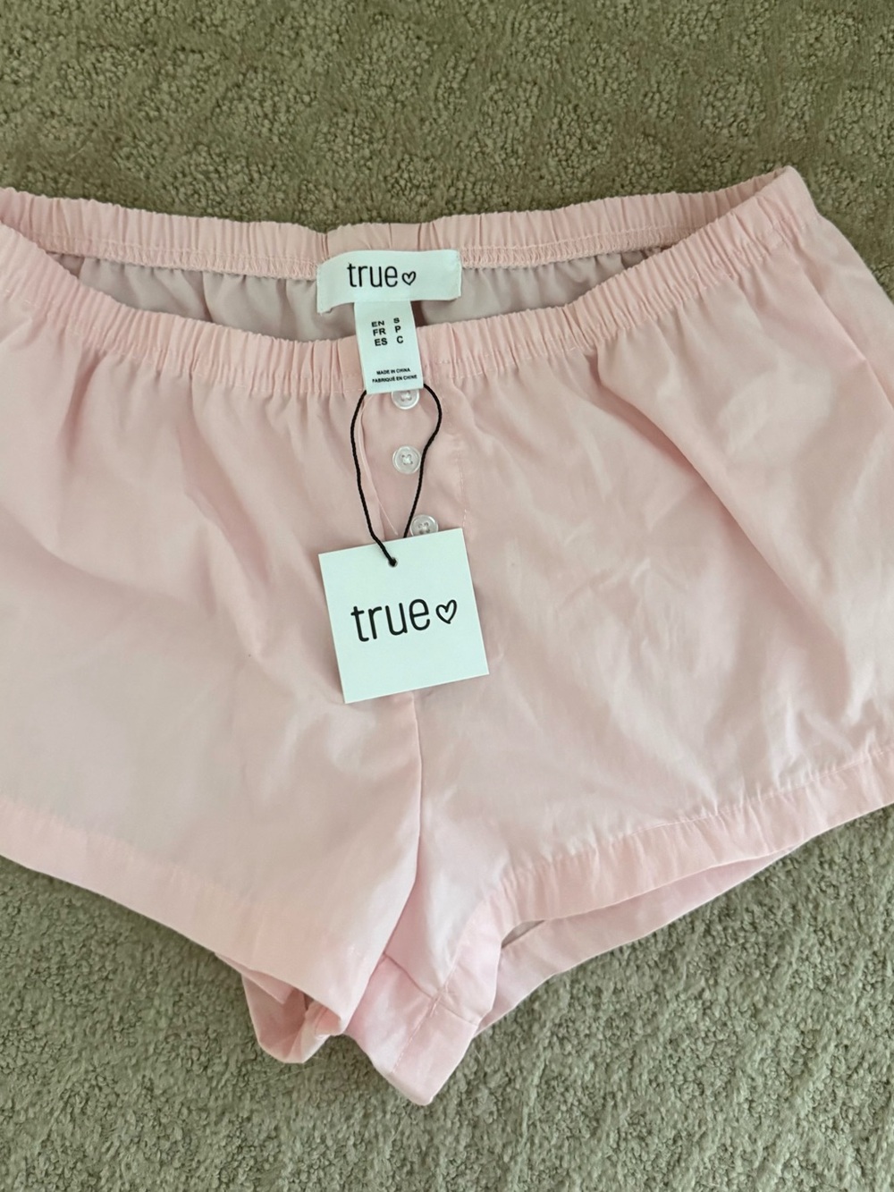True Heart Pink Elastic-Waist boxer Shorts NWT